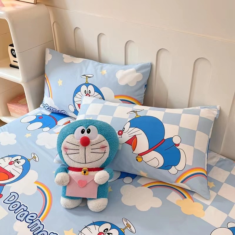 🔥叮噹貓卡通床包 哆啦A夢卡通床包四件套 床包 兒童床包 全棉單人/雙人/加大床包 床單 保潔墊 枕頭套 床罩🔥-細節圖5