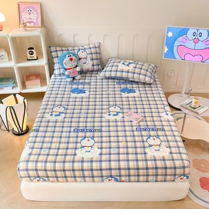 🔥叮噹貓卡通床包 哆啦A夢卡通床包四件套 床包 兒童床包 全棉單人/雙人/加大床包 床單 保潔墊 枕頭套 床罩🔥-規格圖9