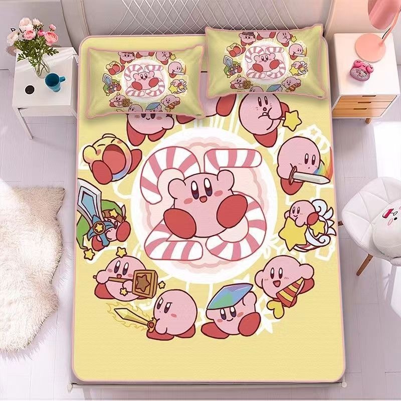 星之卡比床包 卡通床包 床包 兒童床包 單人/雙人/加大 床包+枕頭套 卡通床包 學生寢室床包-細節圖8