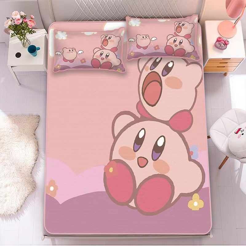 星之卡比床包 卡通床包 床包 兒童床包 單人/雙人/加大 床包+枕頭套 卡通床包 學生寢室床包-細節圖10