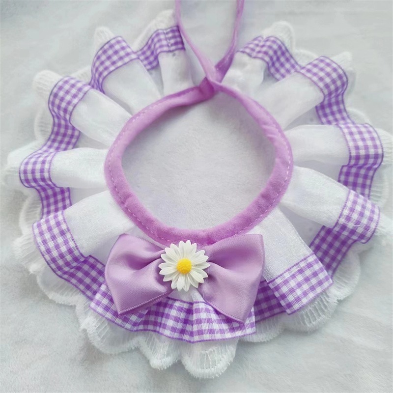 新款布偶英短貓咪可愛純棉蕾絲口水巾泰迪比熊狗狗三角巾圍脖項圈【S-小型4-6斤】-規格圖5