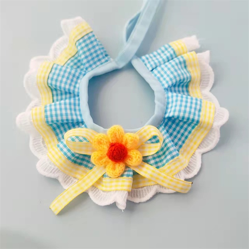 新款布偶英短貓咪可愛純棉蕾絲口水巾泰迪比熊狗狗三角巾圍脖項圈【S-小型4-6斤】-規格圖5