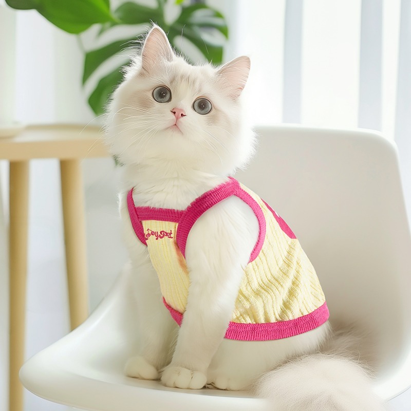 🌟快速出貨🌟貓咪衣服夏季天防掉毛薄款吊帶背心純棉寵物德文藍無毛貓布偶小狗-細節圖2