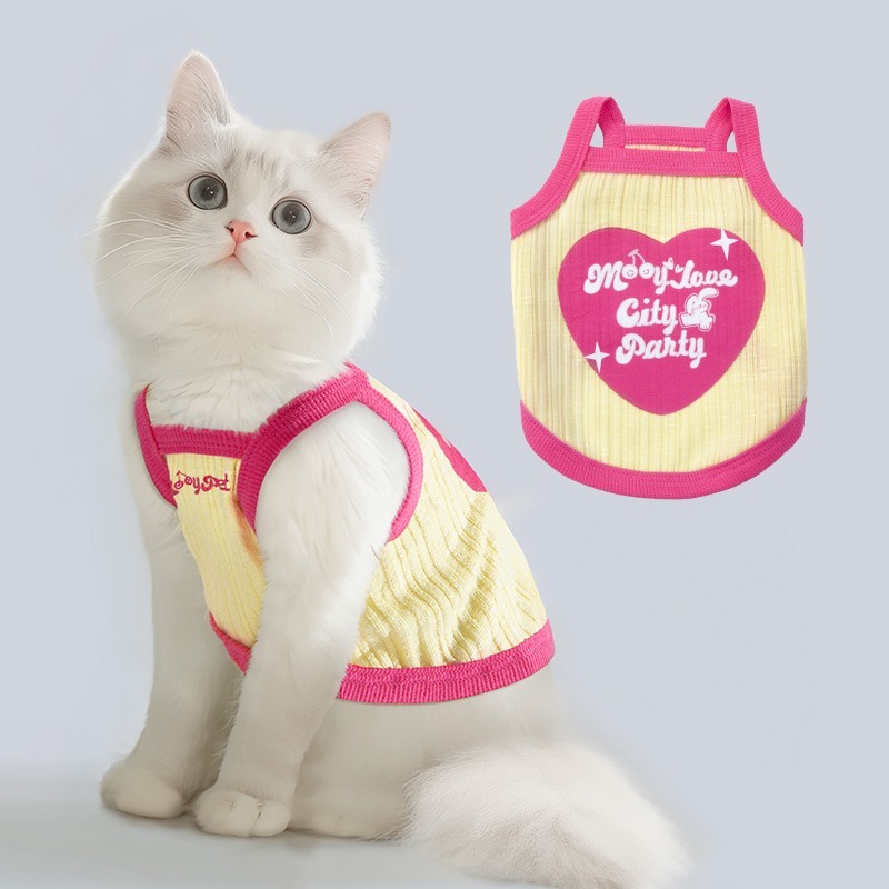 🌟快速出貨🌟貓咪衣服夏季天防掉毛薄款吊帶背心純棉寵物德文藍無毛貓布偶小狗-規格圖5