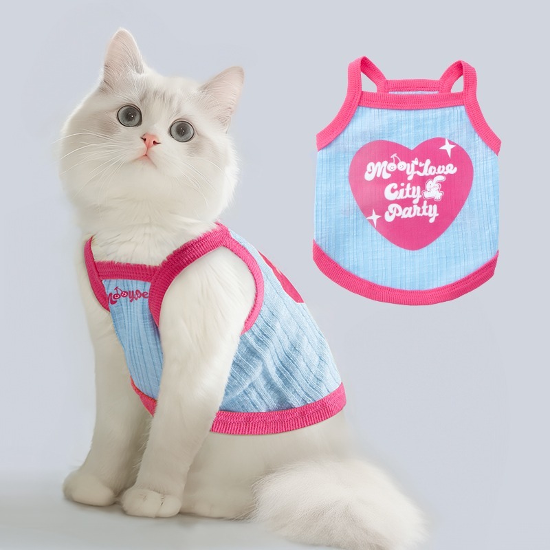 🌟快速出貨🌟貓咪衣服夏季天防掉毛薄款吊帶背心純棉寵物德文藍無毛貓布偶小狗-規格圖5
