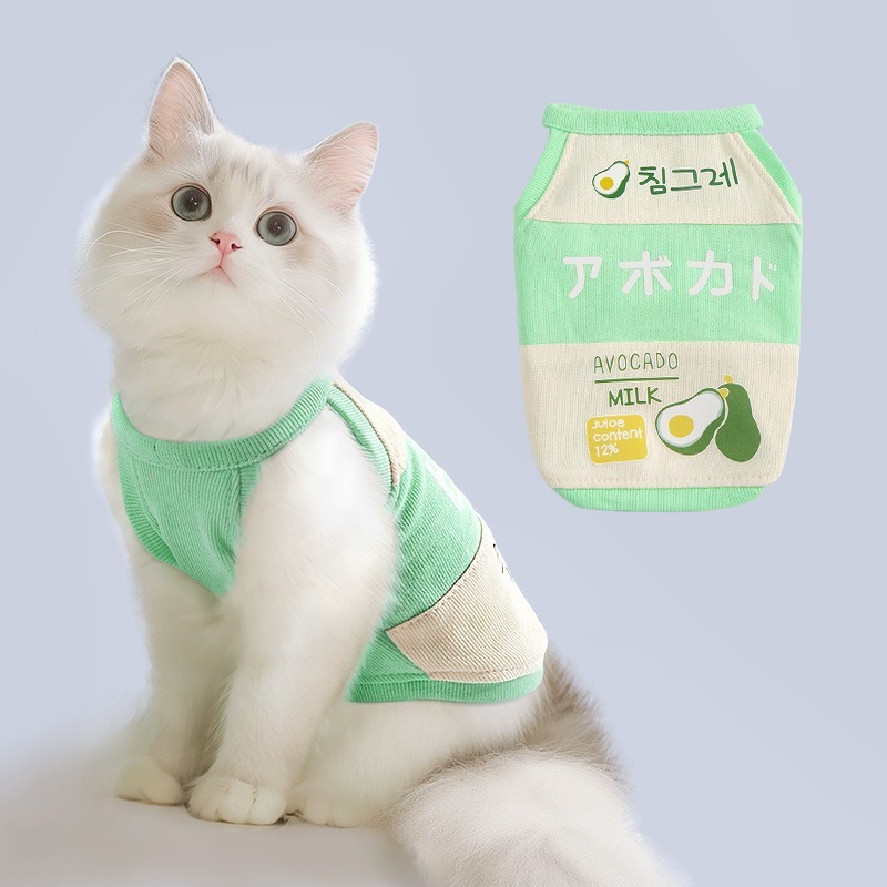 🌟快速出貨🌟貓咪衣服夏季天防掉毛薄款吊帶背心純棉寵物德文藍無毛貓布偶小狗-規格圖5