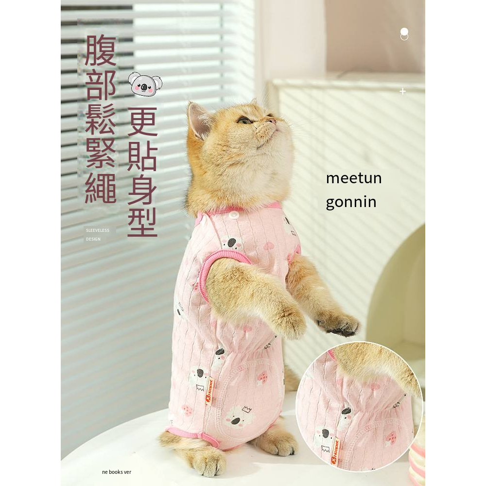 貓咪衣服防掉毛夏季薄款的布偶貓小貓寵物母貓斷奶貓貓夏天護肚衣-細節圖4