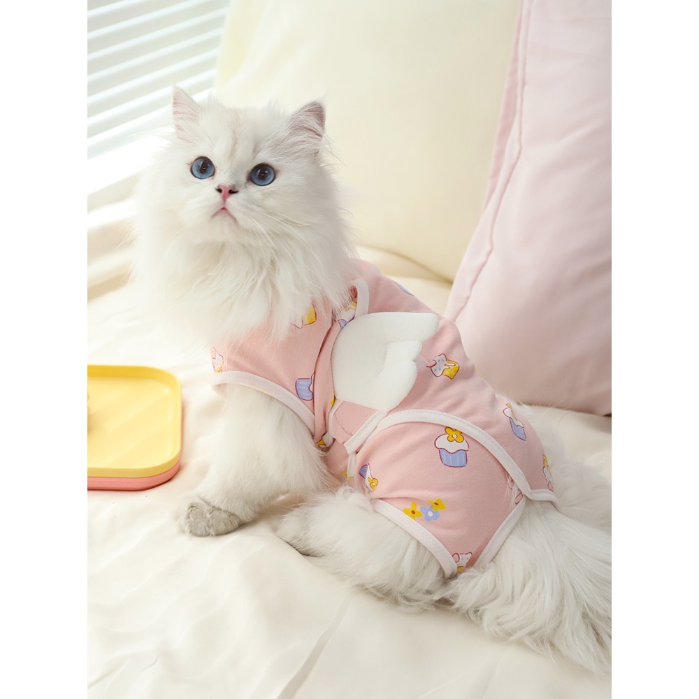 貓咪衣服防掉毛夏季薄款的布偶貓小貓寵物母貓斷奶貓貓夏天護肚衣-細節圖5