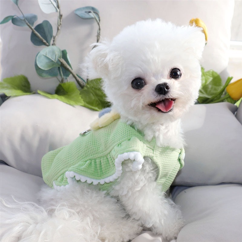 立體小花寵物狗狗衣服可牽引比熊泰迪博美小型幼犬約克夏馬爾濟斯-細節圖3