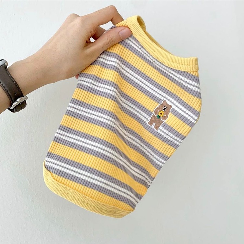 新款寵物條紋背心泰迪比熊博美雪納瑞貴賓小型犬貓咪狗狗衣服-細節圖2