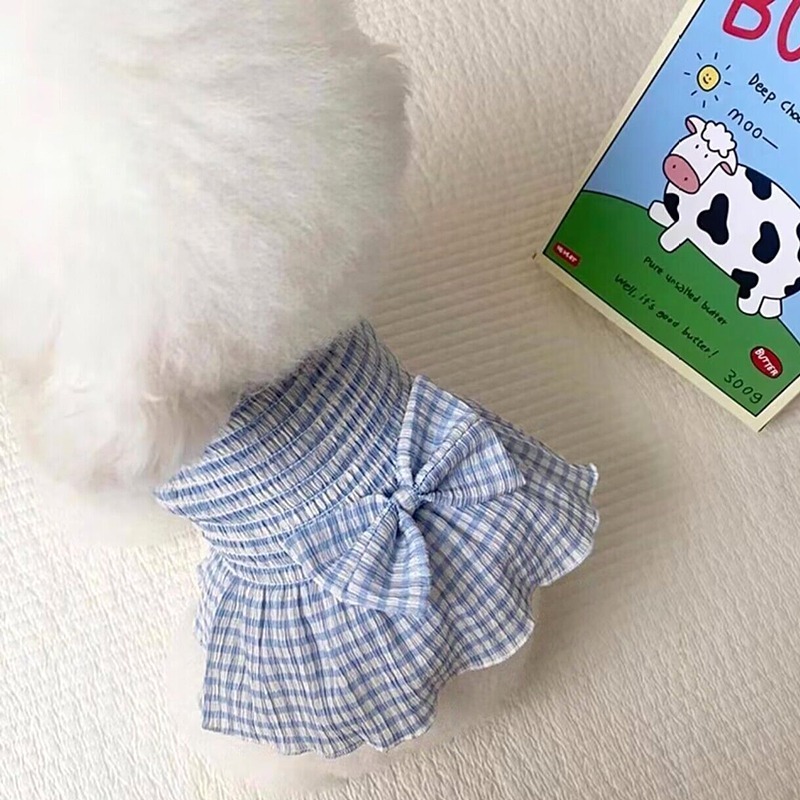 格紋公主風寵物裙子泰迪病博美小型幼犬貓貓咪狗狗夏天衣服薄款-細節圖3