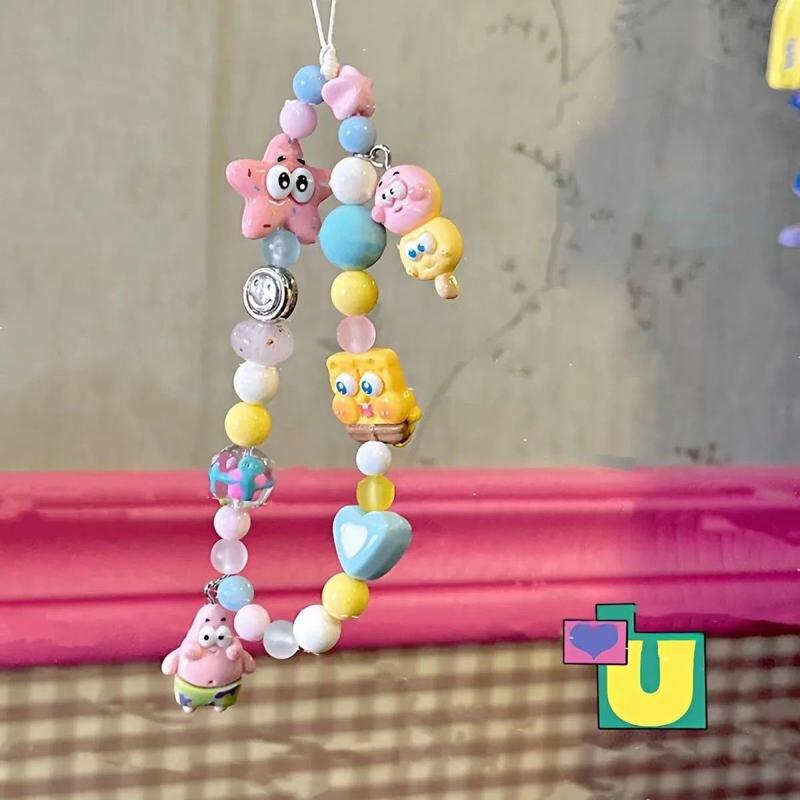 海綿寶寶派大星掛件 手機殼通用 包包掛繩 ccd相機掛飾 卡通掛件 串珠鏈條 相機掛繩 少女掛飾 手機鏈條 手機掛繩-細節圖5