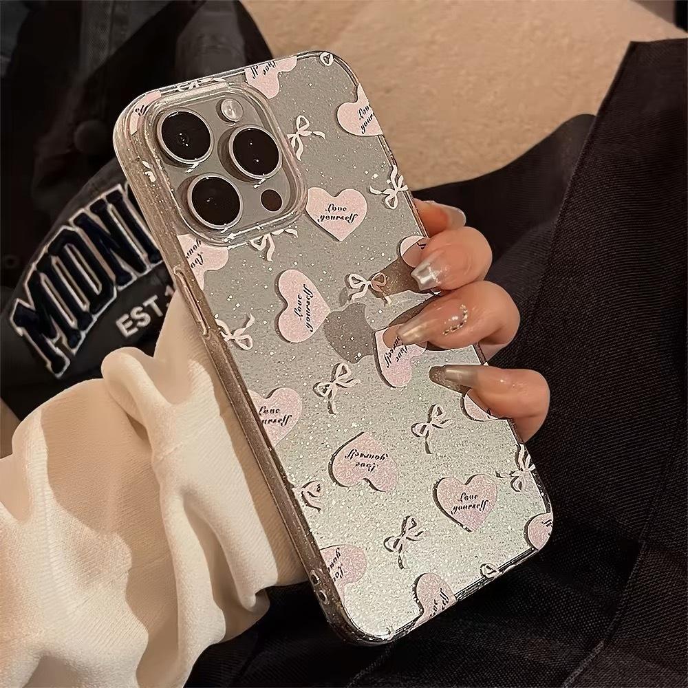 甜美粉色蝴蝶結手機殼 適用蘋果 少女心手機殼 韓國手機殼 iphone14pro透明硅膠防摔軟殼保護殼套 ins風-細節圖4