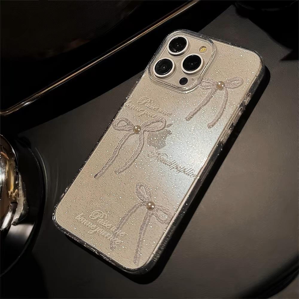 甜美粉色蝴蝶結手機殼 適用蘋果 少女心手機殼 韓國手機殼 iphone14pro透明硅膠防摔軟殼保護殼套 ins風-細節圖5
