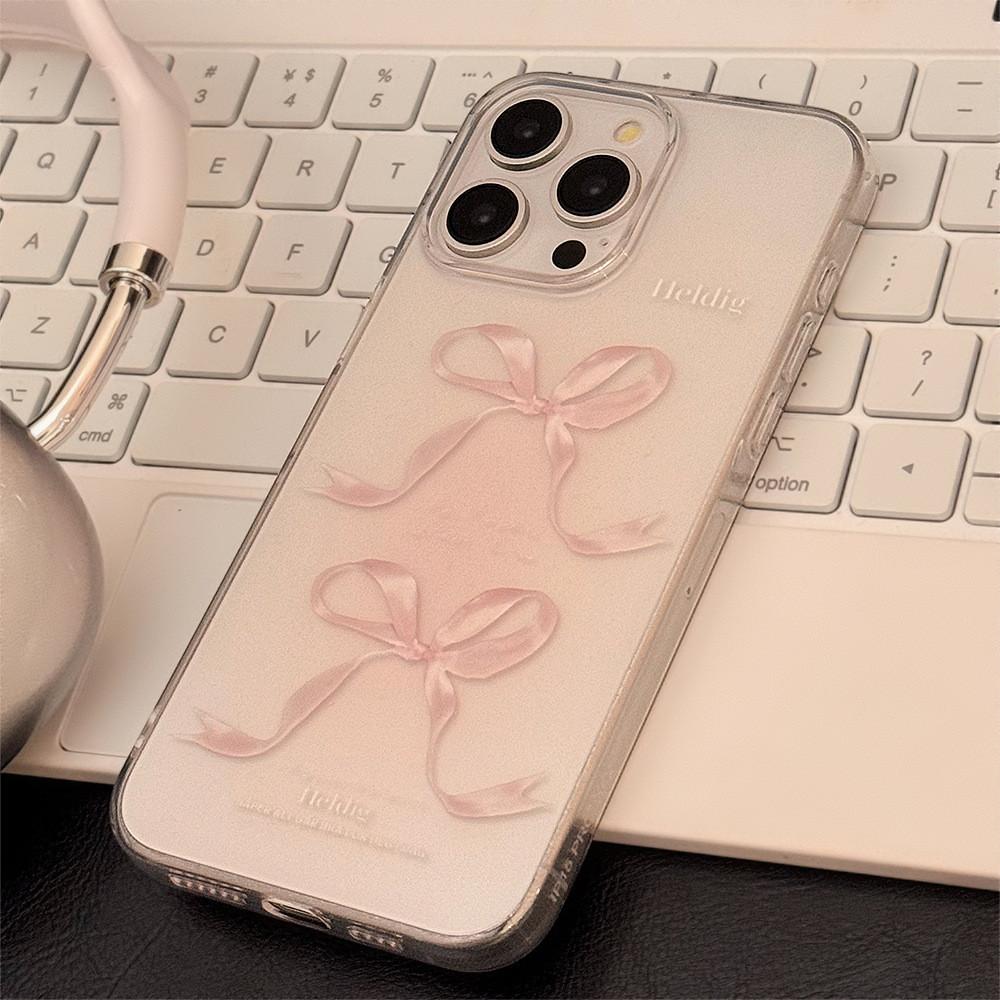 甜美粉色蝴蝶結手機殼 適用蘋果 少女心手機殼 韓國手機殼 iphone14pro透明硅膠防摔軟殼保護殼套 ins風-細節圖7