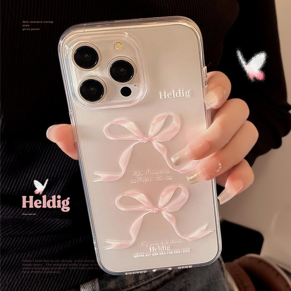 甜美粉色蝴蝶結手機殼 適用蘋果 少女心手機殼 韓國手機殼 iphone14pro透明硅膠防摔軟殼保護殼套 ins風-細節圖8
