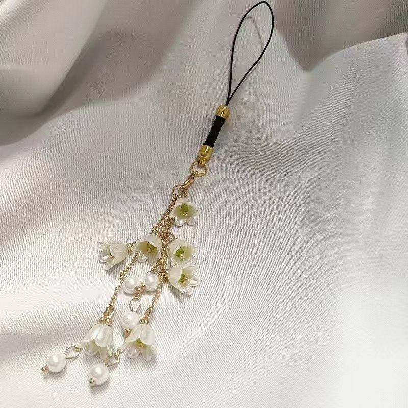 唯美鈴蘭花手機鏈 花朵手機繩 u盤背包鑰匙扣 掛件 蘭花手機掛件 ccd相機掛繩 照相機掛件 相機吊飾 飾品 裝飾物-細節圖5