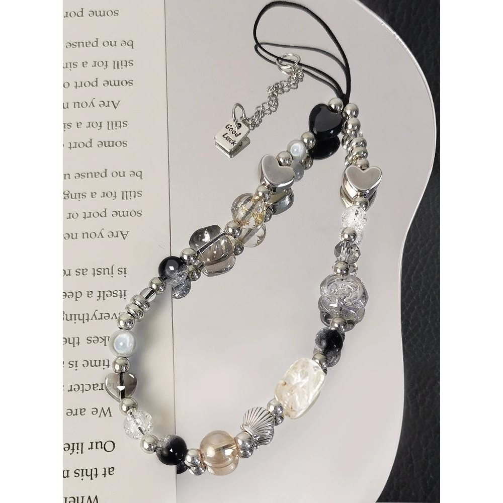 ins甜酷手機鏈 短款小眾黑白色系復古掛繩 ccd相機掛件 手機殼通用女 鏈條 掛件 相機鏈-細節圖7