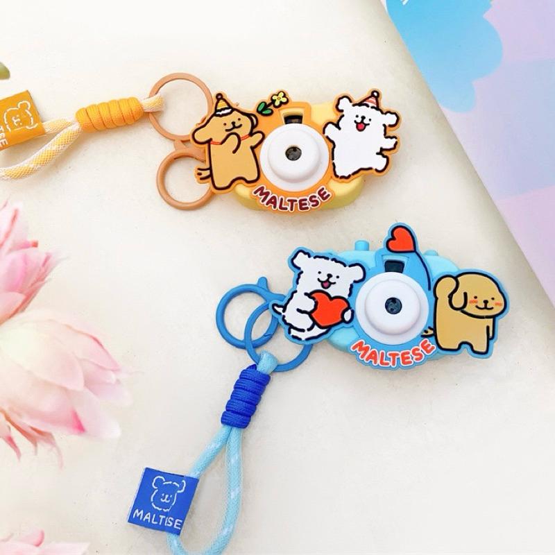 TheGreenParty線條小狗書包包掛件可愛創意情侶鑰匙扣小掛飾吊飾投影照相機趣味吊飾-細節圖7