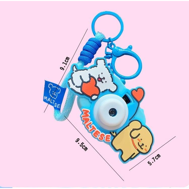 TheGreenParty線條小狗書包包掛件可愛創意情侶鑰匙扣小掛飾吊飾投影照相機趣味吊飾-細節圖8