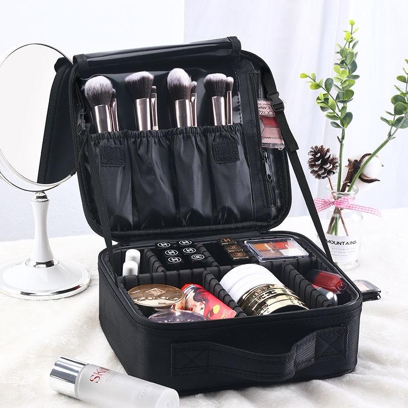 【台灣出貨】化妝包女 便攜小號 手提化妝品收納包 簡約PU皮質 旅行神器 化妝箱 韓版 化妝包 化妝品收納包 收納包-細節圖4