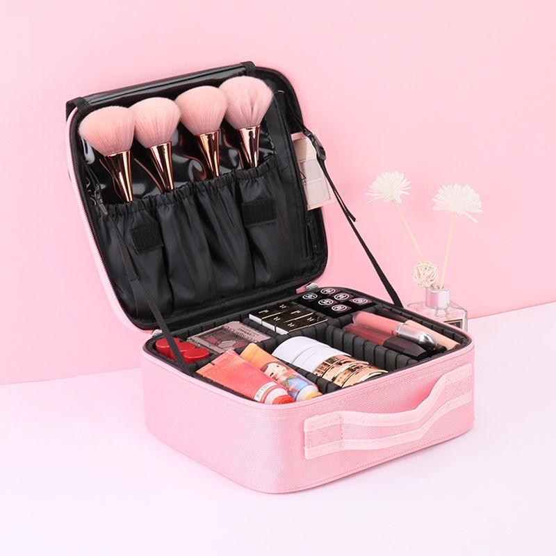 【台灣出貨】化妝包女 便攜小號 手提化妝品收納包 簡約PU皮質 旅行神器 化妝箱 韓版 化妝包 化妝品收納包 收納包-細節圖6