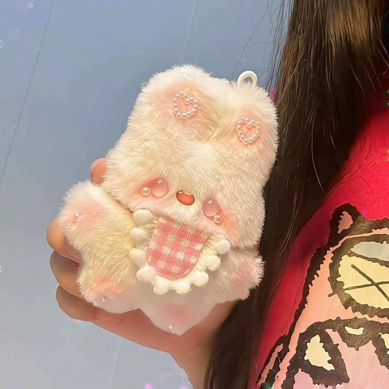 人氣新品 玩偶 公仔 小兔子成品 圍兜兔錄音玩偶 吱吱叫 小兔子公仔 鑰匙扣書包掛件 送閨蜜可留聲 掛件 吱吱叫玩偶-細節圖8