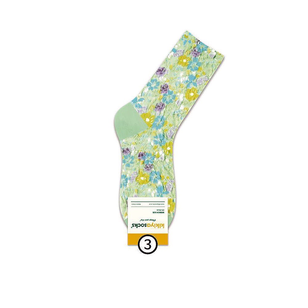 韓國kikiya socks（Spring Flower） 浮雕小碎花 女士中大童棉襪【編號： W-C-273】-規格圖1
