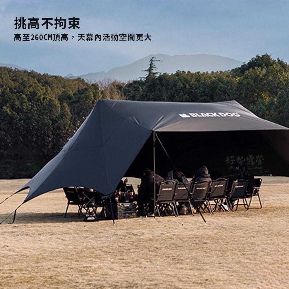 BLACKDOG 黑狗 扶翼 雲頂天幕-黑膠【好勢露營】900x500x260cm 雙峰天幕 遮陽帳 客廳帳 超大天幕-細節圖6