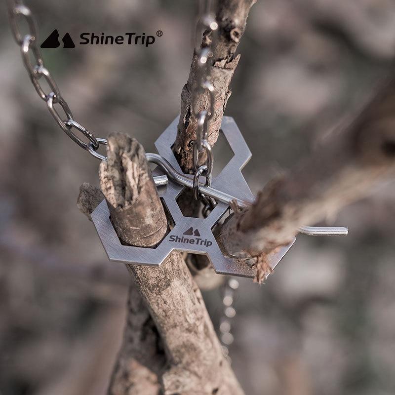 ShineTrip 山趣 野營燒烤三角架套組【好勢露營】三腳架 簡易吊鍋架 三角吊架 吊環 掛勾 燒烤架 多功能吊環-細節圖2