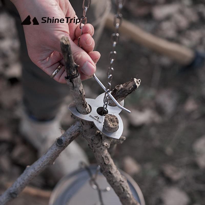 ShineTrip 山趣 野營燒烤三角架套組【好勢露營】三腳架 簡易吊鍋架 三角吊架 吊環 掛勾 燒烤架 多功能吊環-細節圖3