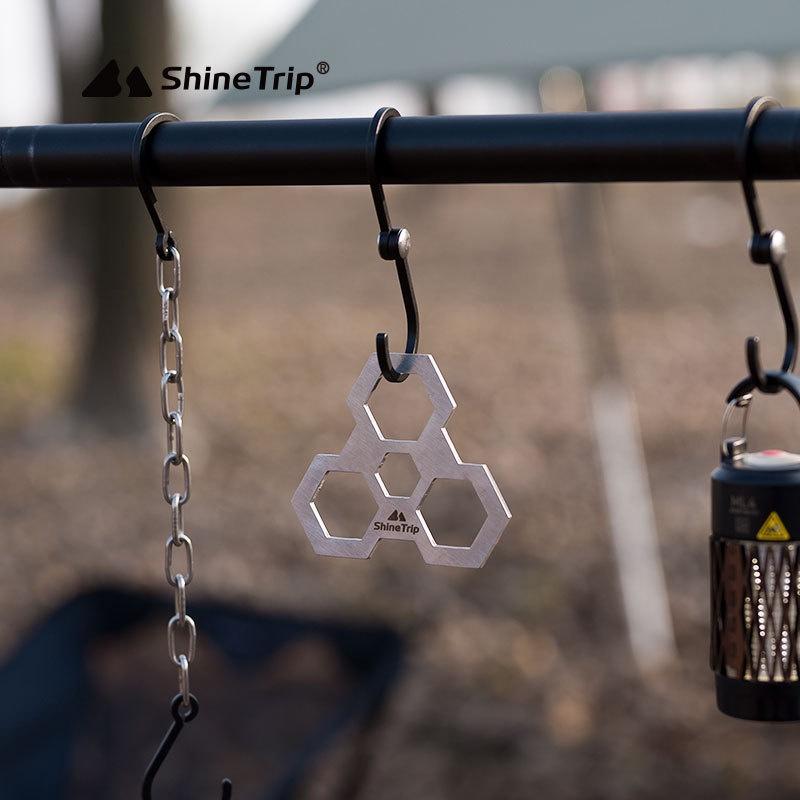 ShineTrip 山趣 野營燒烤三角架套組【好勢露營】三腳架 簡易吊鍋架 三角吊架 吊環 掛勾 燒烤架 多功能吊環-細節圖4