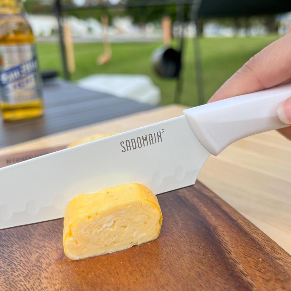 仙德曼 炫曜料理刀 野炊刀具【好勢露營】附刀套29.5cm/23.7cm水果刀 標準刀菜刀 碳鋼材質中式刀西式刀 白 黑-細節圖3