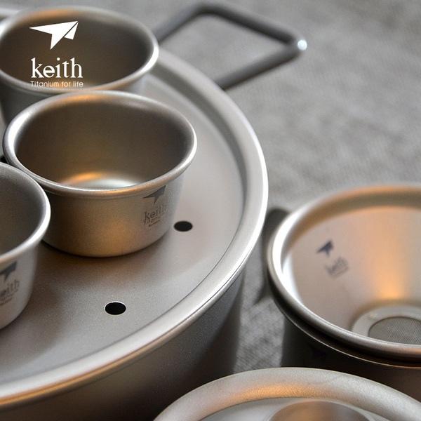 Keith鎧斯 純鈦環保攜帶式全套茶具組 茶具11件套組 Ti3900【好勢露營】六人份附收納袋 鈦茶具 茶具組 泡茶-細節圖7