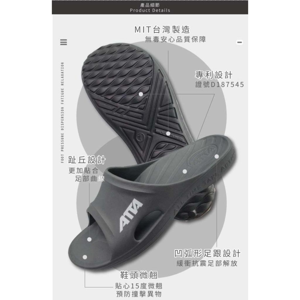扁平足推薦 ATTA 運動風簡約休閒拖鞋【好勢露營】足底均壓 防水耐磨 MIT台灣製人體工學 戶外拖鞋 沙色軍綠男鞋女鞋-細節圖6