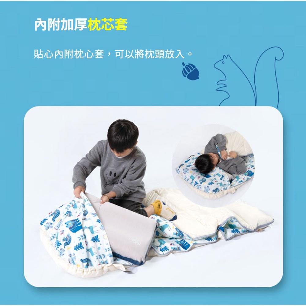 OutdoorBase 天光兒童睡袋【好勢露營】百合色天空藍 松鼠小精靈兒童睡袋 七孔棉 幼兒園睡袋學校睡袋-細節圖8