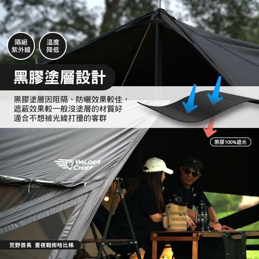 WILDER CHIEF 荒野酋長 晝夜戰術哈比帳 6x7【好勢露營】哈比天幕 天幕 黑膠 客廳帳-細節圖4