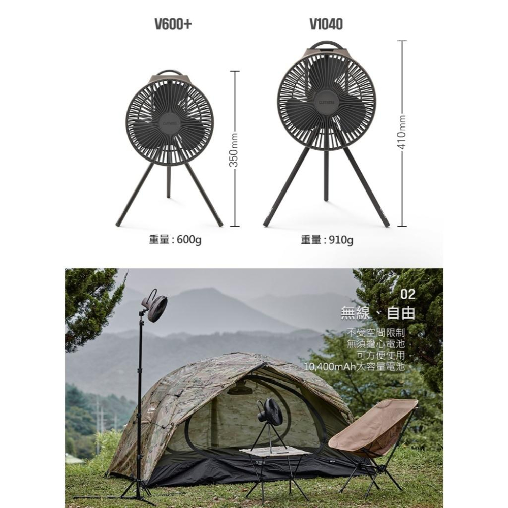 韓國CLAYMORE Fan V1040 無線風扇【好勢露營】無線風扇含收納袋 循環風扇 桌上風扇  DC風扇 桌扇-細節圖5