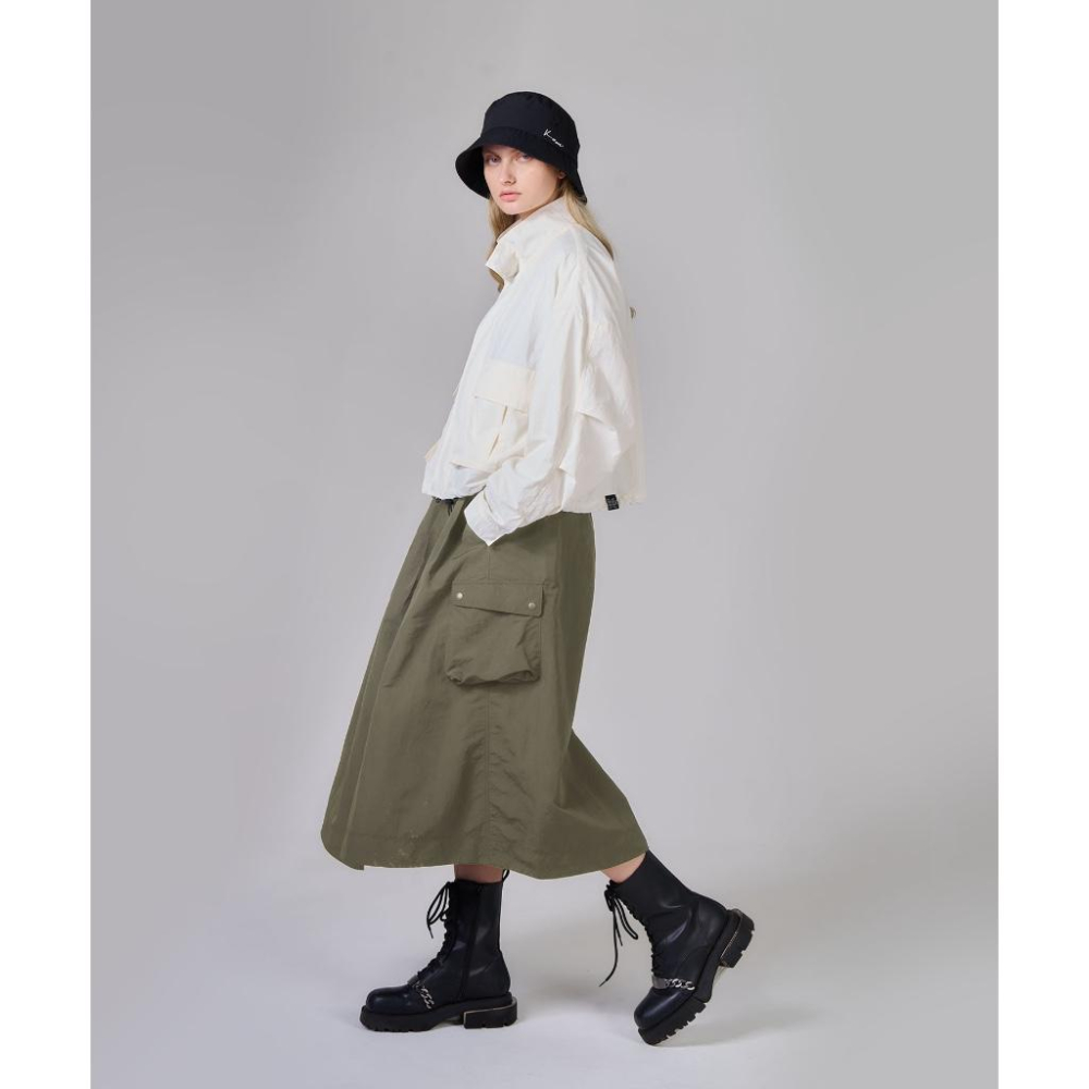 KZM J21 工裝長裙【好勢露營】黑色腰圍可調整 休閒裙工作裙 戶外長裙 輕機裙 女長裙 黑色 軍綠色-細節圖7