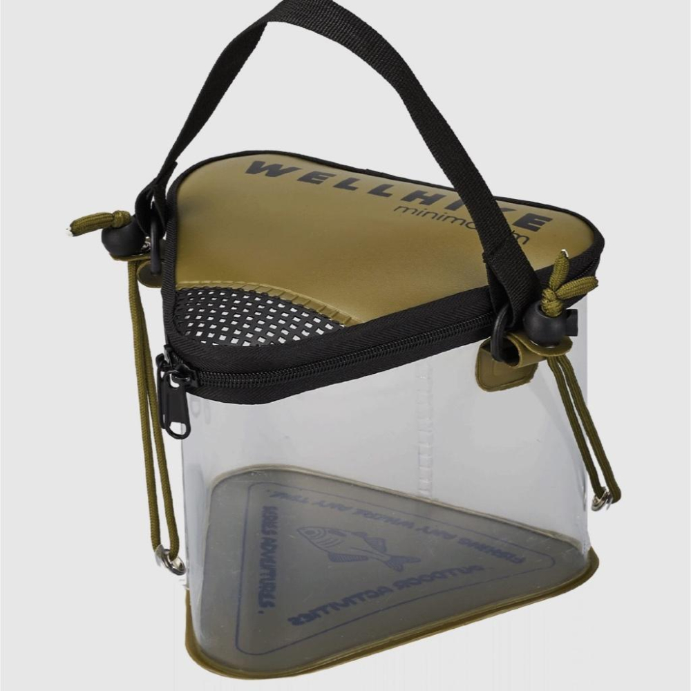 WELLHIKE 小物釣 三角水桶【好勢露營】釣魚桶送打水繩 手提摺疊水桶 路亞溪流折疊透明活魚桶 防水裝魚桶 打水桶-細節圖8