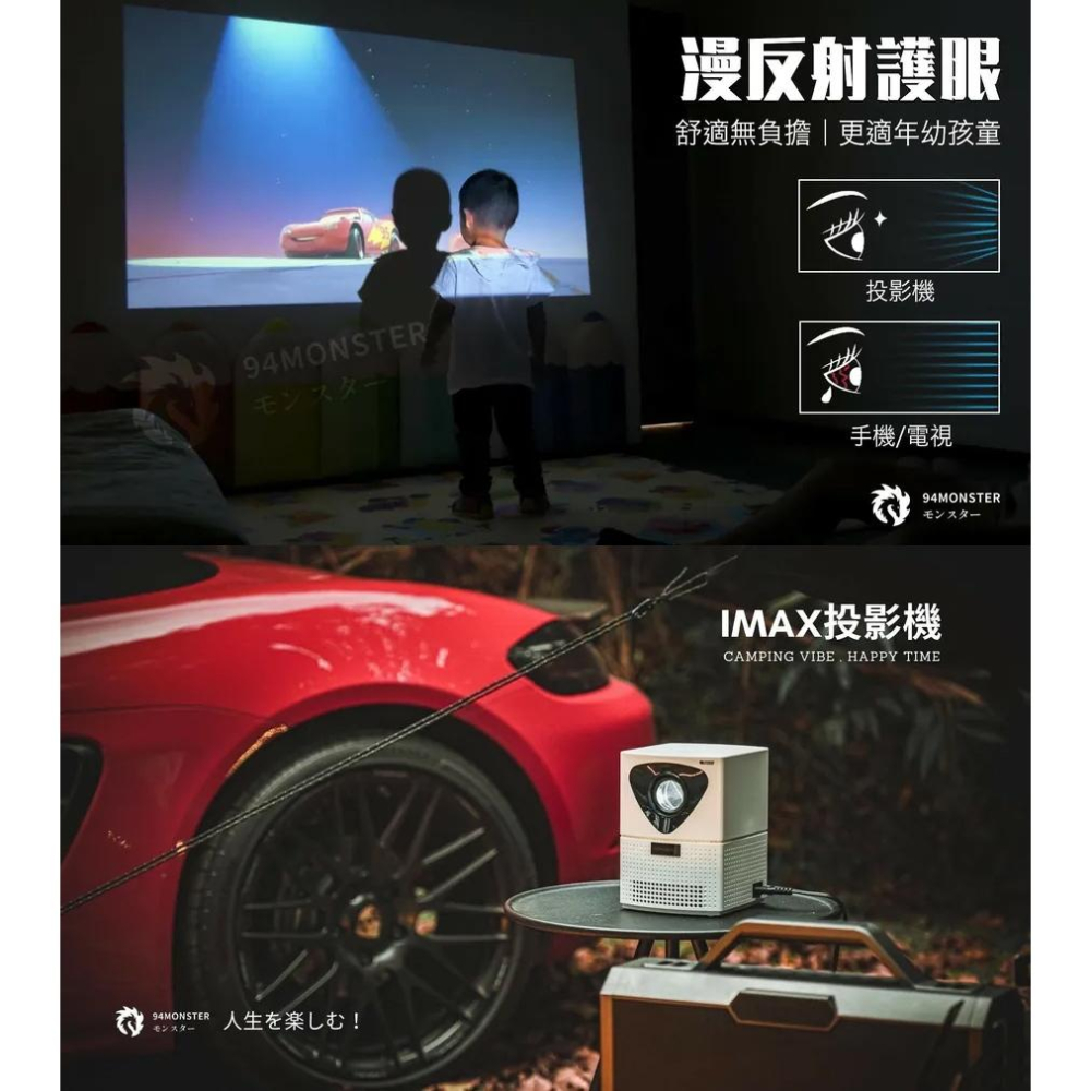 94 MONSTER 輕量投影機IMAX (J01) / 灰玻璃抗光布幕(J02)【好勢露營】72吋 戶外投影機 電影院-細節圖5