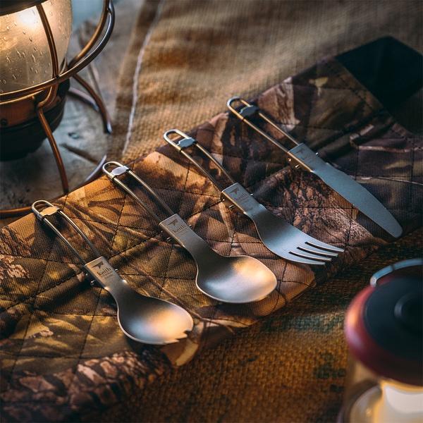 鎧斯Keith 純鈦環保折疊餐具【好勢露營】附收納袋 摺疊餐具 鈦叉匙 摺疊握把 鈦湯匙環保餐具  鈦刀子 鈦叉匙鈦叉子-細節圖2