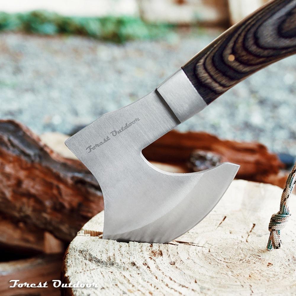 Forest Outdoor 黑柄裂木手斧【好勢露營】劈柴神器 砍樹  高硬度鋼材 迷你小斧頭  含保護套-細節圖3