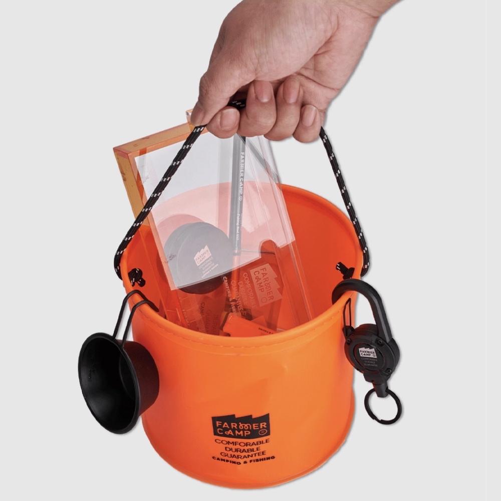 Farmer Camp 小物釣專家 FC釣魚打水桶【好勢露營】折疊水桶 釣魚桶 露營水桶 野釣活魚桶取水桶打水桶-細節圖4