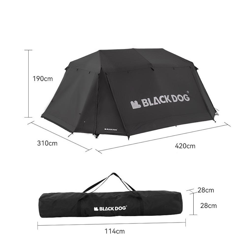BLACKDOG 黑狗 星逐黑膠自動速開帳篷 黑膠屋脊【好勢露營】兩室四廳超大空間 黑膠帳篷 防雨防曬 超大帳篷 速搭帳-細節圖2