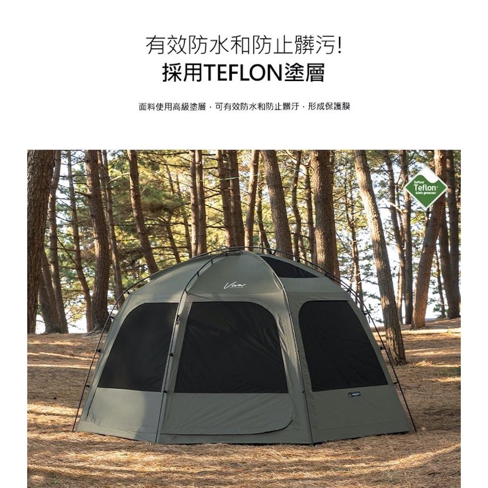 KAZMI KZM VIVA+ 比瓦圓頂客廳帳【好勢露營】炊事帳 圓頂帳 帳篷 速搭帳防水塗層 八面紗窗 軍風帳 客廳帳-細節圖8