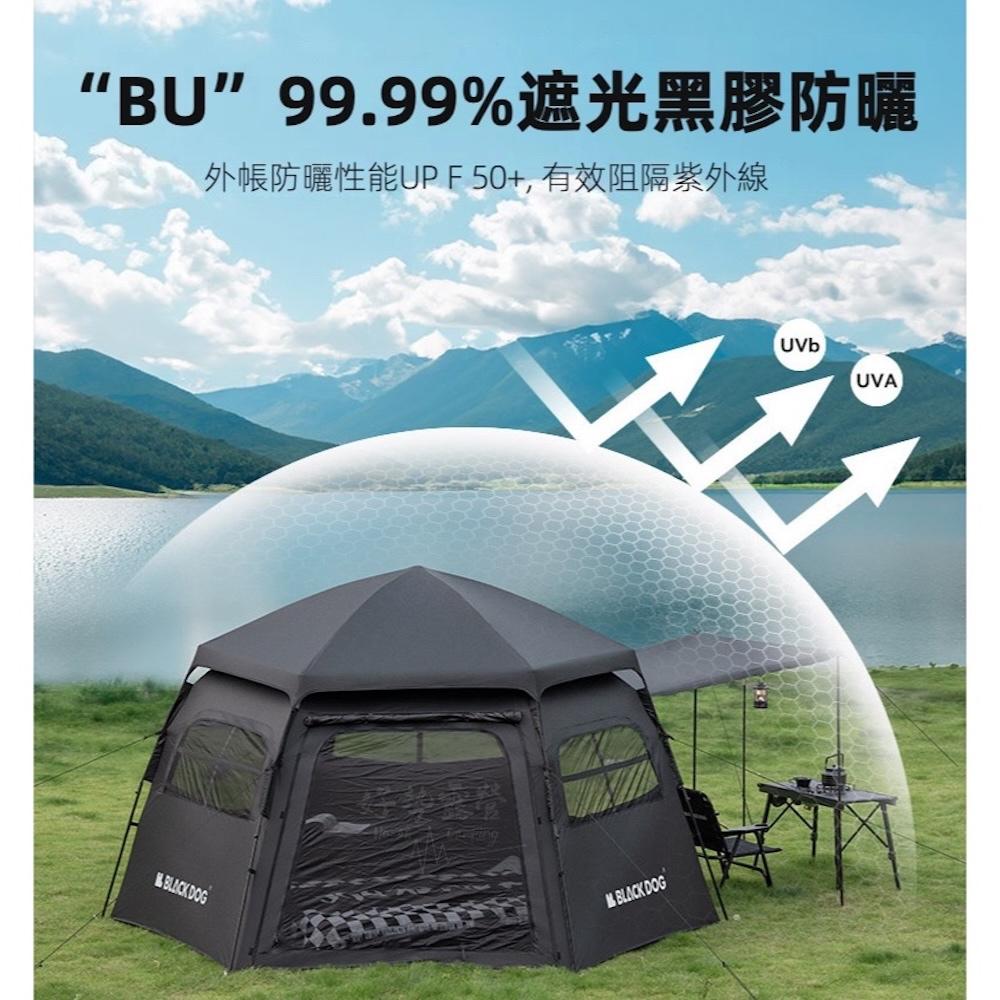 BLACKDOG 黑狗 六邊形全自動速開帳【好勢露營】全遮光黑膠帳篷 客廳帳 帳篷 球帳 六角帳篷 速搭帳 圓項帳-細節圖7