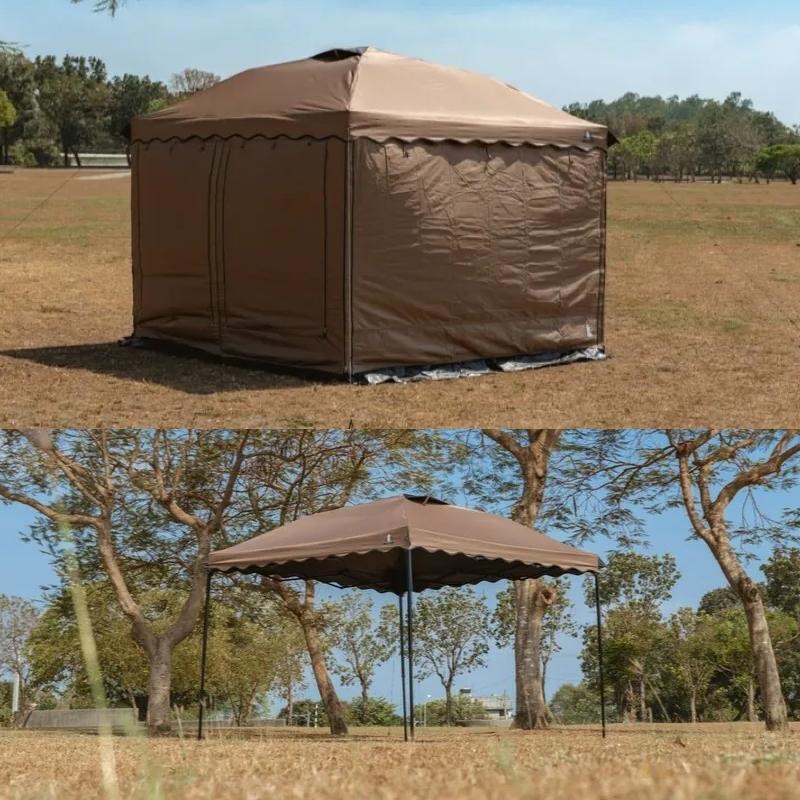 ARES 戰神 客廳帳-沙色黑膠【好勢露營】27秒帳篷 炊事帳廚房帳遮陽帳速開帳速搭帳 邊布圍布內掛帳延伸布3D立體地布-細節圖3