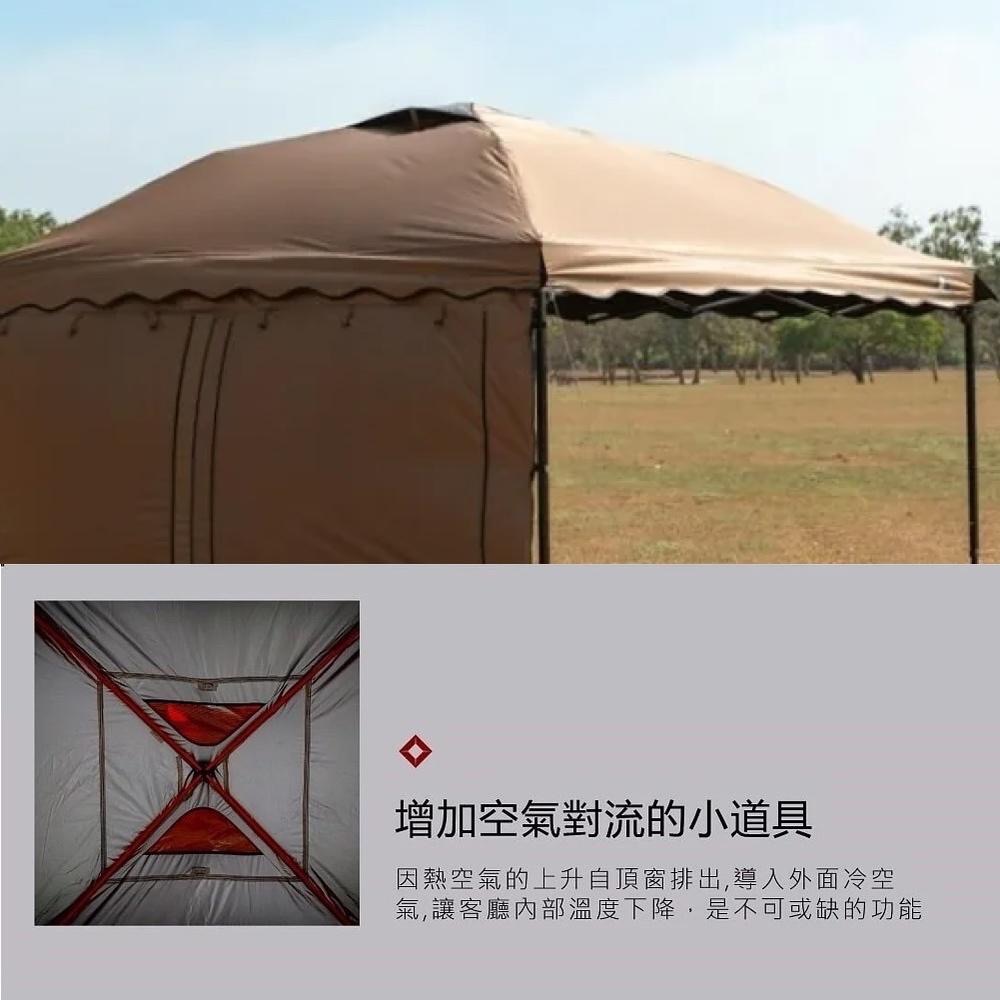 ARES 戰神 客廳帳-沙色黑膠【好勢露營】27秒帳篷 炊事帳廚房帳遮陽帳速開帳速搭帳 邊布圍布內掛帳延伸布3D立體地布-細節圖6
