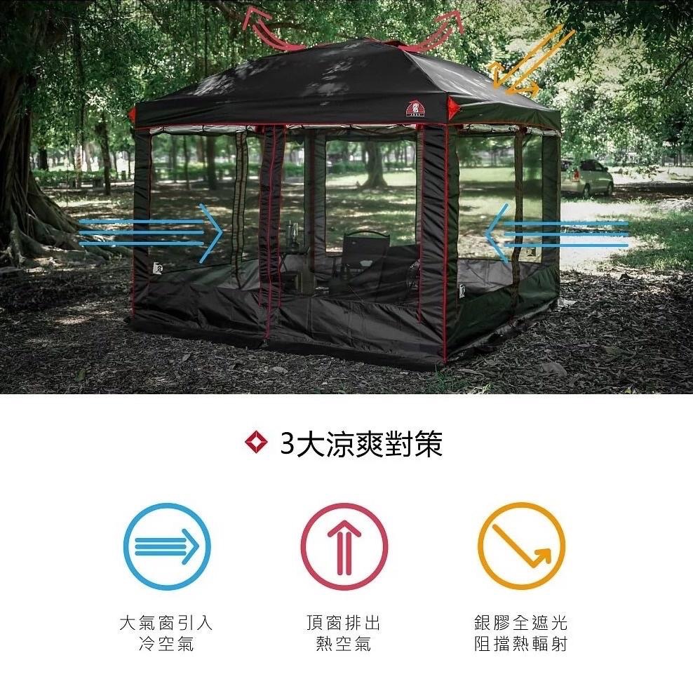 ARES 戰神 客廳帳-沙色黑膠【好勢露營】27秒帳篷 炊事帳廚房帳遮陽帳速開帳速搭帳 邊布圍布內掛帳延伸布3D立體地布-細節圖7